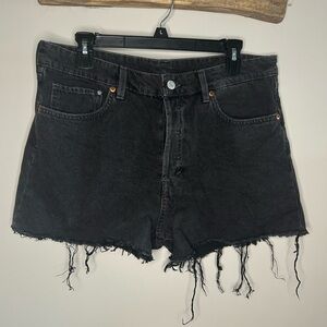 H&M Vintage-Style High Waisted Distressed Black Shorts